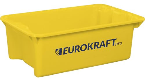 eurokraft | Drehstapelbehälter aus lebensmittelechtem Polypropylen | Volumen 6 l | VE 4 Stk | Wände und Boden geschlossen | gelb