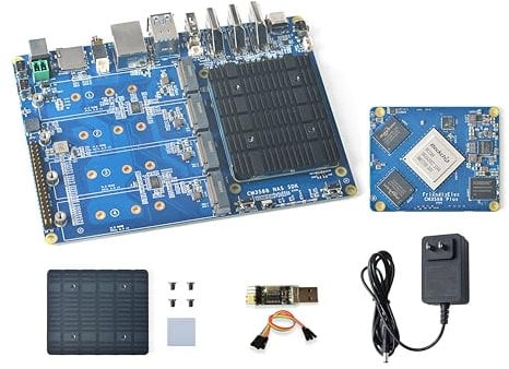 WayPonDEV CM3588 Plus - Módulo de almacenamiento en red NAS, computadora de placa única LPDDR5 de 16 GB, CPU RK3588 6TOPs NPU Mali-G610, compatible con 4 SSD NVMe para servidor en la nube doméstica,