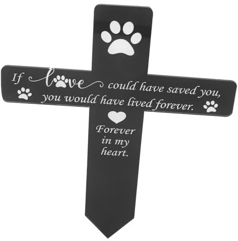 CIMAXIC Gedenktafel für Haustiere tiergrabstein Beileid Grabpfahl Grabmarkierungsdekorationen Grabstein für den Garten das Kreuz Karte einführen Gedenkstein schmücken Plakette Acryl