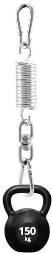 QWORK® Kit de Suspension à Ressort pour Fauteuil Suspendu/Sac de Boxe, Capacité 150 kg - Crochet pivotant à 360°& Ressort pivotant & 2 mousquetons