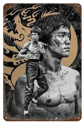 NRCKMIHRAE Superstar Bruce Lee Poster, Wanddekoration, Kunst, Metallblechposter, moderne Heimdekoration, Kunst, Metallposter, Hausbar, Laden, Dekorationen, Vintage-Schild, Geschenk, 30 x 20 cm