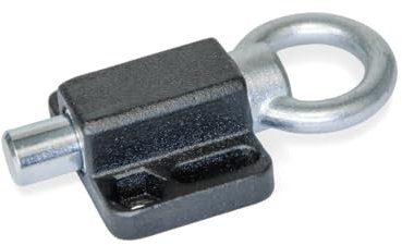 Ganter Normelemente | Rastbolzen mit Zugring | zum Anschrauben | ohne Rastsperre | GN 722.6-8-20-A-SW | schwarz | Bolzen ⌀8mm