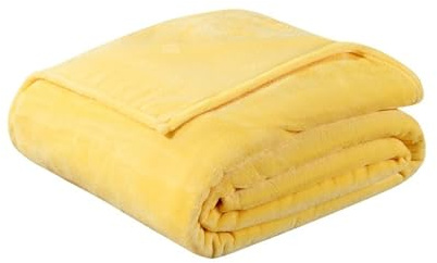 Blue Solid Warm Soft Bed Blanket Throws for Air Sofa Bedding 100x140cm/150x180cm/200x230cm Yellow Accent Winter Cozy Home Textile