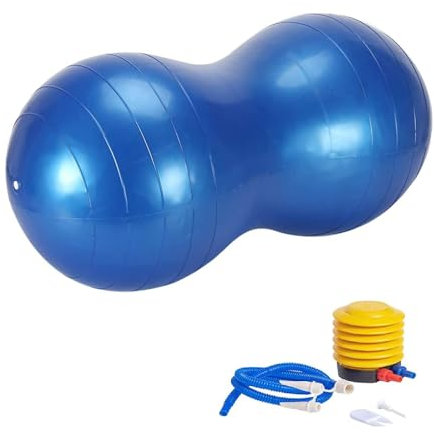 Peanut Ball Therapy with Pump, Sensory Gym Ball for Yoga, Pilates, Core Training & Balance, PVC Exercise Ball for Autism, Posture Fitness Equipment for Kids Children Adults (90x45CM) (Blue)