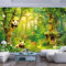 Fototapete 3D Effekt Tapeten Fantasie Grün Wald Tiere Panda Hirsch Sonnenschein Fotowand 3D Effekt Tapete Wandbild Wohnzimmer Schlafzimmer Büro Flur