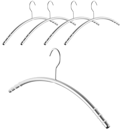 SOTECH 5 Stück Design Kleiderbügel Edelstahl SS201 mit Antirutschringen | (Haken 360 Grad drehbar, Rundrohr massiv Ø 12 mm x 433 mm, gebürstet) Jackenbügel für Kleiderschränke und Garderoben
