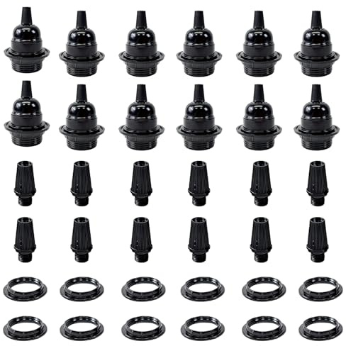 12PCS Douille Ampoule E27, E27 Douille De Lampe, douille en Bakélite e27, Porte-lampes Bakélite Vintage Adaptateur douille pour Plafonnier, Lampes de Table, Lampadaire, Lustre, Ampoule