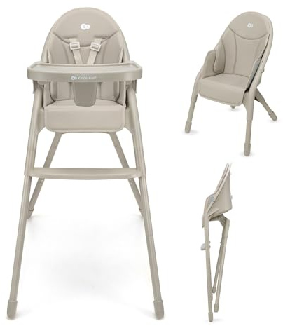 Kinderkraft DINNLY Seggiolone Pappa, Rialzo da Sedia, Vassoio Regolabile, per Bambini da 6 Mesi fino 5 Anni, Beige