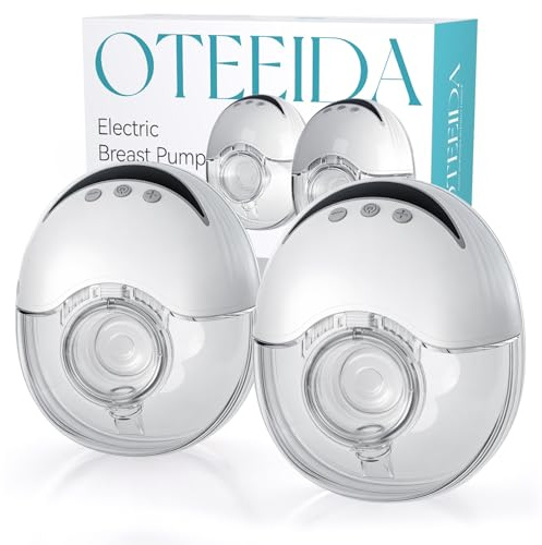 Tire Lait Electrique Main Libre MY-375 - Aspiration Puissante, Silencieux, Tire Lait Main Libre Avec 4 Modes et 12 Niveaux, Breast Pump 24 mm - Brides 19/21/Insert, Lot de 2 (Blanc)