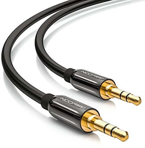 deleyCON 10m Jack Cable 3,5mm Cable AUX Cable de Audio Estéreo Jack Plug Recto para PC Portátil Teléfono Celular Smartphone Tablet Car HiFi Receptor - Negro