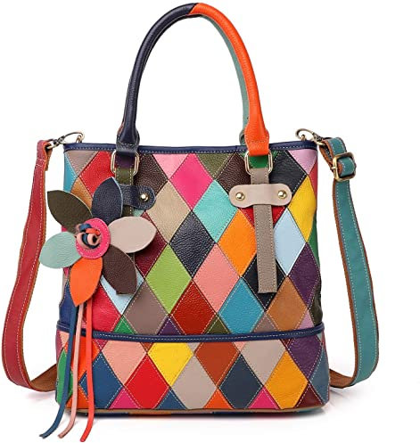 Eysee Damen Handtaschen Rind Leder-Umhängetasche Henkeltaschen Schultertasche mit Blumen 2022 Echtleder NEU TOP Bewertet