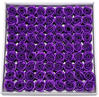Weiye Sapone a forma di rosa, sapone profumato ai fiori, sapone con olio essenziale della pianta, regalo per anniversario, compleanno, matrimonio, San Valentino, 81 pezzi Purple a