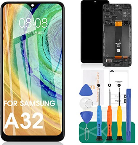 para Samsung Galaxy A32 5G 2021 Pantalla de Repuesto SM-A326 A326B A326K A326J A326 Teléfono móvil LCD Pantalla táctil digitalizador Asamblea de Vidrio de reparación con Frame(Color: Negro)