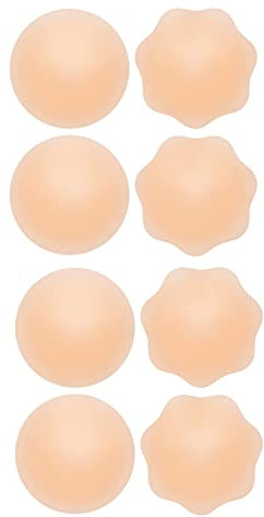 WoKuAng Brustwarzenabdeckungen 4 Paar für Frauen, wiederverwendbar, selbstklebend, unsichtbar, Silikonabdeckung für Kleid