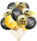 90th Birthday Balloons Decorations for Men, Black Gold 90th Theme Party Decor, 15 Pcs Black Gold 90th Birthday Latex Confetti Balloons, Happy 90th Birthday Party Anniversary Supplies for Him