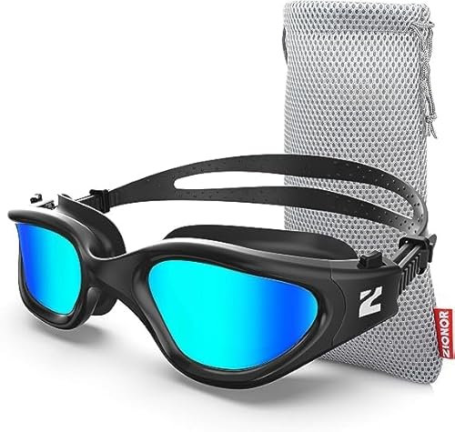 ZIONOR Schwimmbrille, G1SE Schwimmbrille für Herren und Damen mit UV-Schutz Antibeschlag Komfort Profi Schwimmbrille, A3-gold Lens Allblack Frame