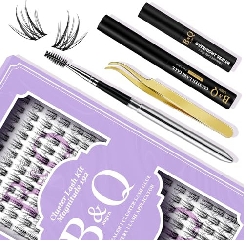 Wimpern Extensions Set B03+B03 192PCS B&Q DIY Lash Extension Set Wimpernverlängerung Set Mascara Einzelne Wimpern Kleber Entferner Wimpern Applikatoren für Wimpern Extensions Set Anfänger (Set,B03B03)