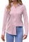siliteelon Women's Shirt Non Iron Pink Long Sleeve Stretch Executive Shirt Regular Fit Women Blouse,L