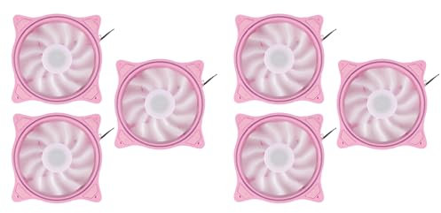 SOFORFREEM 4 Pin 120mm Cool Fan Pc Fans 3 Aperture Interntl External Pink LED Large Air Volume Silent Fan for Pc Cooling 6 Pack