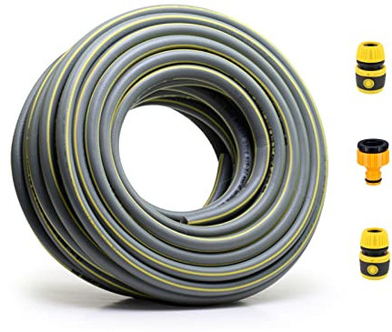 Topways Gartenschlauch 10m, Gartenschläuche 1/2 zoll 4-Schicht verdickte und UV-beständige Wasserschlauch für den Innen- und Außenbereich, inklusive 2-in-1-Wasserhahnadapter Schnellverbinder