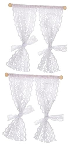 UPKOCH 2 Piezas Cortinas de casa de muñecas Cortina de la Puerta de la Ventana Cortina de Encaje de casa de muñecas Madera Wood decoración Juguete Mini Accesorios de Ventana de casa Tejer