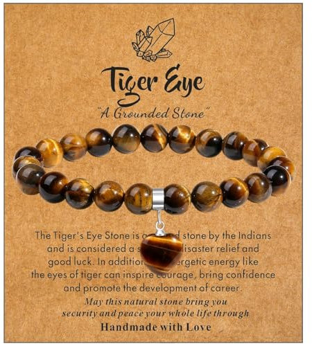 XIANNVXI Tigerauge Armband Damen Tigerauge Herz Stein Armband Heilsteine 8mm Perlen Love Edelstein Armbänder Glücksarmband Schmuck Geburtstagsgeschenk für Frauen
