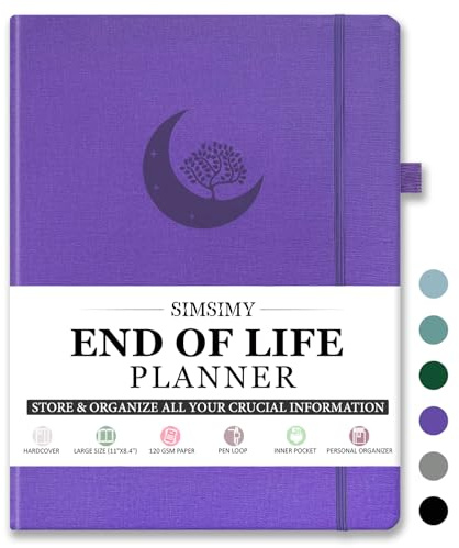 SIMSIMY Planificador de fin de vida, cuaderno organizador de planificación patrimonial guiada, organizador de arreglos finales para beneficiarios, preparación de testamentos, últimos deseos y
