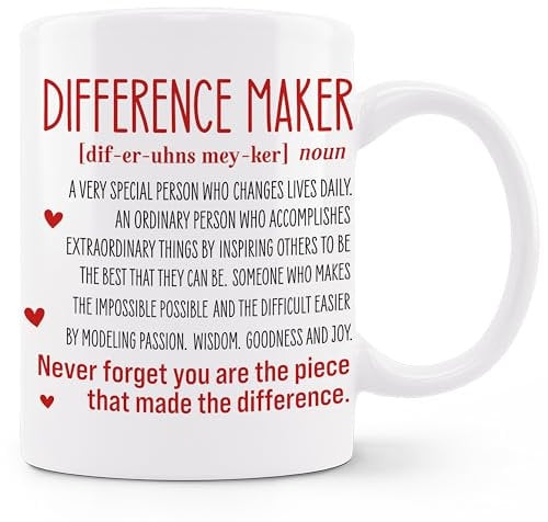 Fuasei Difference Maker Difinition Mug, Difference Maker Gift, Gifts for Friend Coworkers Women Men, Mentor Boss Employee Teacher Appreciation Gifts, Difference Maker Ceramic Coffee Mug 11 oz