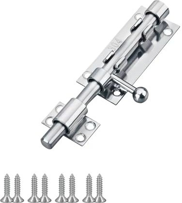 Verrou de porte en acier inoxydable, loquet de porte robuste de 12,7 cm, verrou de sécurité à barillet coulissant pour salle de bain, chambre à coucher, portes de jardin