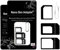 Nano SIM und Micro SIM Karten Adapter Set für Smartphone und Tablet: 4 in 1 Komplett Set, Mini Set mit Klicksicherung, 100% passgenau, Nano zu Micro, Nano zu Standard, Mikro zu Standard, schwarz