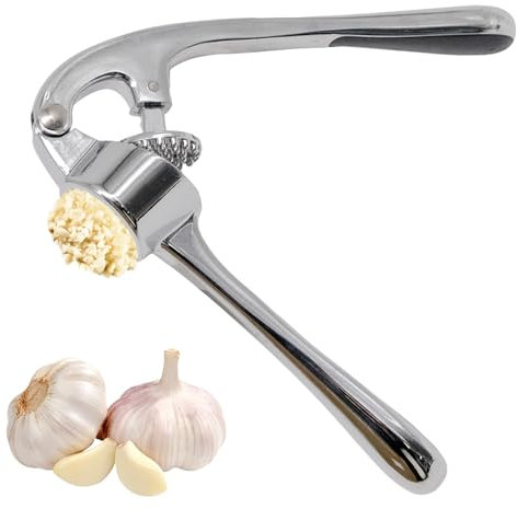 Presse-ail, Coupe-ail Garlic Press, Ail Crusher Pratique, Coupe-ail en acier inoxydable, Outil efficace pour obtenir de la pâte d'ail Résistant au lave-vaisselle 16cm