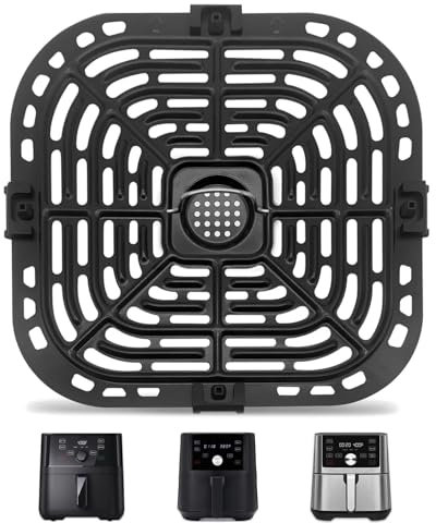 Air Fryer Grill Pan for Instant Pot Vortex Plus 6 Quart Air Fryer, Air Fryer Replacement Parts Grill Plate Crisper Plate Tray with Rubber Bumpers, Dishwasher Safe