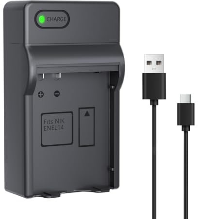 LP EN-EL14 EN EL14a Battery Charger, USB-C MH-24 Charger Compatible with Nikon D3500, D5600, D3300, D5100, D5500, D3100, D3200, D5200, D5300, D3400, DF, Coolpix P7000, P7100, P7700, P7800 Cameras