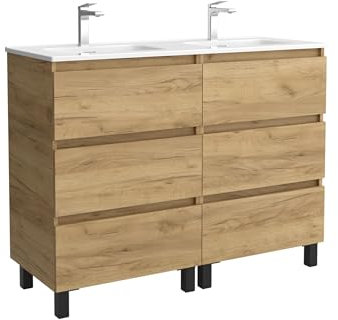 Mueble de Baño BEQUIA 3C 120cm Roble | Lavabo Porcelana Centrado