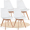 Dekohome Pack de 4 Sillas de Comedor, Sillas de Cocina con Respaldo Ergonómico, Asiento Acolchado Tapizado y Patas de Madera Maciza de Haya, Blanco