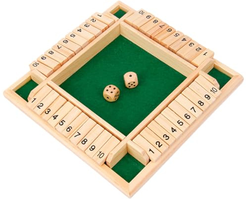 CVUTOVO Holzbrett Würfelspiel mit Zahlen Brettspiel aus Sicherem Holzmaterial Glatte Oberfläche für Party Unterhaltung Mathe lernspiel Intelligenz und Koordination