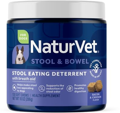 NaturVet Stool Eating Deterrent with Breath Aid for Dogs - 130 Soft Chews