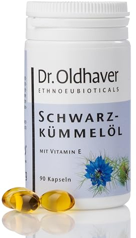 Dr. Oldhaver Schwarzkümmelöl 90 Kapseln – Ägyptisches Schwarzkümmelöl mit D-Alpha-Tocopherol, Kaltgepresst, Hoher Linolsäure-Gehalt, für Zellschutz, Premium Qualität