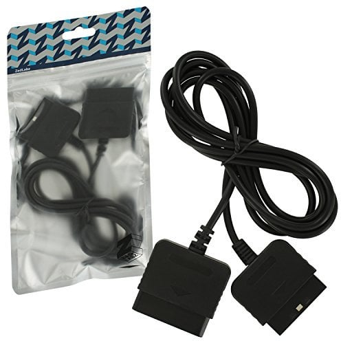 ZedLabz 1.8M extension cable cord lead for Sony PS2 & PS1 controllers - Black