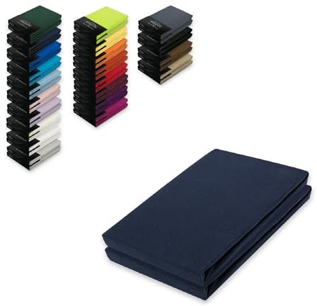 EXKLUSIV HEIMTEXTIL Jersey Spannbettlaken Doppelpack 180-200 x 200 cm 100% Baumwolle Öko - Tex Zertifiziert, Markenqualität, Matratzenhöhe bis 25 cm, Navyblau