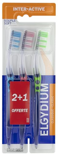 Elgydium Inter-Active Soft Multicolor Vibrierende Zahnbürste, 3 Stück