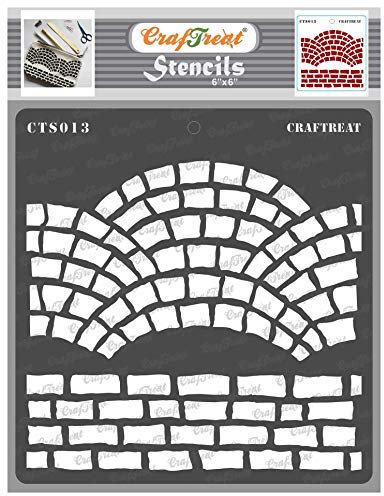 CrafTreat Brick Stencils for Painting on Wall, Wood, Canvas, Paper, Fabric, Floor, and Tile - Fancy Bricks - Size: 15 x 15 cm - Reusable DIY Art and Craft Stencils - Fancy Brick Stencil