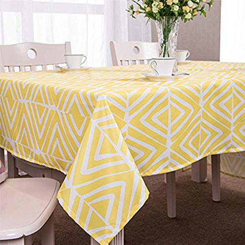 X-Labor Abwaschbar Tischdecke Eckig Wasserdicht Oxford Stoff Tischtuch Tischwäsche Pflegeleicht Garten Zimmer Tischdekoration Gelb 140 * 180cm