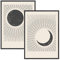 JUNOMI® Sonne und Mond Poster DIN A2, Boho Deko, Minimalistisch, Yoga Zubehör, perfekte Yoga Geschenkidee | mit Rahmen Schwarz