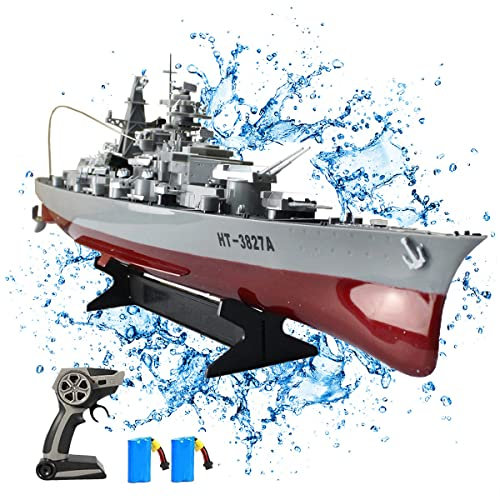 YANGM 2.4 Ghz RC Warship Radio Remote Control Battleship Aircraft Carrier Boat Model Cannon Giant Ship Display Ornaments Children Adult Remote Control Toys (A)