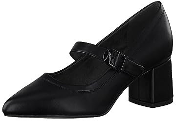 Jana Damen Pumps mit Riemen Lack Spitz Weite H Mehrweite, Schwarz (Black), 36 EU
