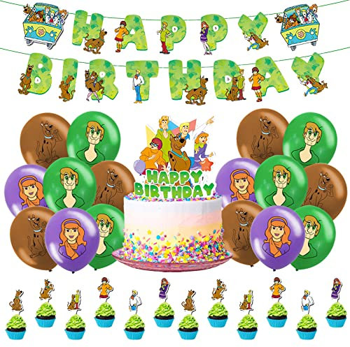 Decoracion Cumpleaños 44 Piezas,Cumpleaños Globos,Suministros de Fiesta,Cake Topper,Cumpleaños Pancarta,Globos,Cumpleaños de Decoracion Niños