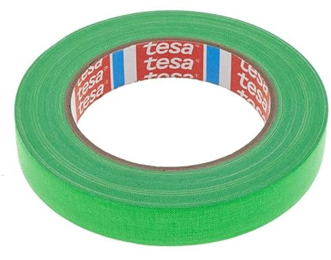 Tesa 4671 - Nastro Adesivo Telato Gaffer - Tessuto Rivestito in PE Colorato, Alto Spessore, Interni ed Esterni, Altamente Adesivo - per Arti e Spettacolo, Segnaletica - 19 mm x 25 m (Verde Fluo)