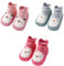 FedMois 3 Paia Calzini Scarpe Antiscivolo Calze a Pantofola Cotone Neonati Bimbi, Rosa, Rosso e Verde, 2.5-3 anni