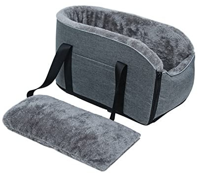 TSQZE Hunde Autositz Mittelkonsole Hundesitz, Abnehmbar Waschbar Hundeautositz Tragetasche Mit Stabil Sicherheitsgurt, Universal Abriebfest Bequeme Sitzerhöhung Reisetasche für kleine Hunde und Katzen